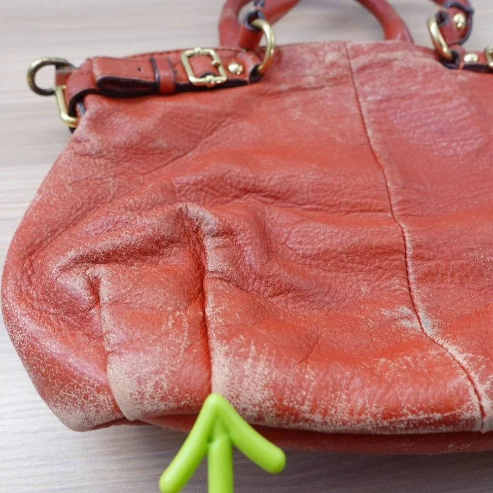 COACH Madison Bag Womens Red Leather Satchel Retro Indie Quiet Luxury M DEFECTS